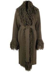 Blumarine manteau en laine vierge à franges - Vert