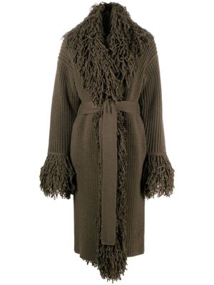 Blumarine manteau en laine vierge à franges - Vert
