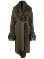 Blumarine manteau en laine vierge à franges - Vert