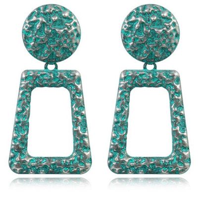 Dames oorbellen of oorhangers groen rond en rechthoekig