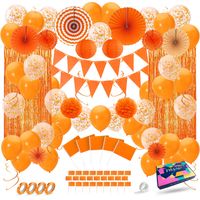Fissaly® 108 Stuks Nederland Oranje Decoratie Set – Feest Versiering met Ballonnen, Vlaggetjes & Slinger – Koningsdag - thumbnail