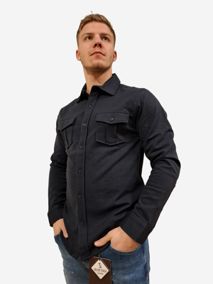 Indigo Denim - Heren Overhemd - Navy - Regular Fit - Italianstyle