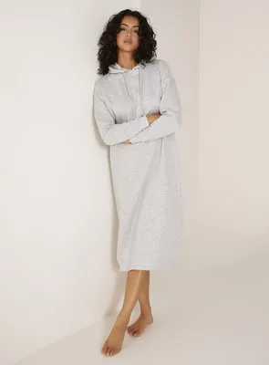 Hoodie Midi Dress - Loungewear Dress - Katoenen dik extra lang nachthemd