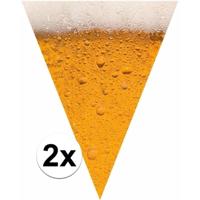 Bierglas print vlaggenlijn - 2x - slinger - 650 cm - bierfeest/oktoberfest versiering - kunststof