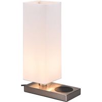 LED Tafellamp - Tafelverlichting - Trion Helsa - E14 Fitting - Rechthoek - Mat Nikkel - Aluminium