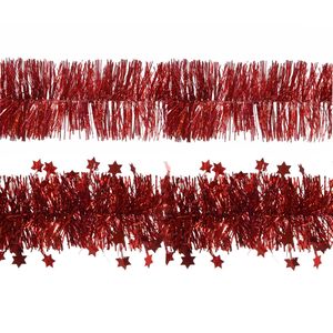 Decoris folie kerstslingers 4x stuks - rood - kunststof - 270 cm