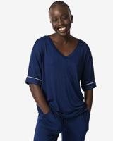 HEMA Dames pyjamatop viscose donkerblauw (donkerblauw) - thumbnail