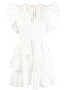 Ulla Johnson robe courte Camilla à volants superposés - Blanc