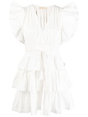 Ulla Johnson robe courte Camilla à volants superposés - Blanc