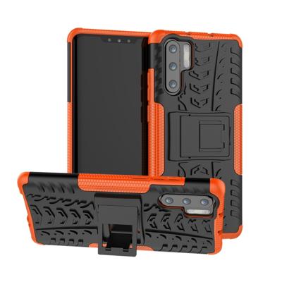 Tire Texture TPU + PC schokbestendig geval voor Huawei P30 Pro met houder (Orange)