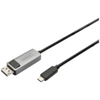 Digitus DB-300334-020-S DisplayPort / USB-C Adapter [1x USB-C - 1x DisplayPort stekker] Zwart Afgeschermd, Rond 2 m