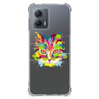 Motorola Moto G53 Stevig Bumper Hoesje Cat Color - thumbnail