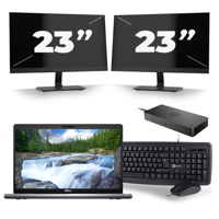 Dell Latitude 5510 - Intel Core i5-10e Generatie - 15 inch - 8GB RAM - 256GB SSD - Windows 11 + 2x 23 inch Monitor