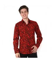 70's Retro Blouse Wavy, Black / Red-S | 49% korting - thumbnail