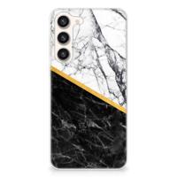 Samsung Galaxy S23 Plus | TPU | Siliconen hoesje | Marmer Wit Zwart - Origineel Cadeau Man