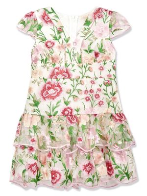 MARLO robe à fleurs brodées - Blanc