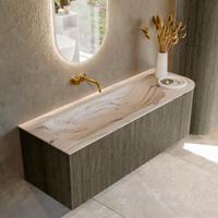 Badmeubel Mondiaz Kurve-Dlux | 135 cm | Meubelkleur Shadow | Wastafelkleur Nata | Solid surface | Wasbak linker zijde spoelbak | Zonder kraangat(en) Badmeubel Mondiaz Kurve-Dlux | 135 cm | Meubelkleur Shadow | Wastafelkleur Nata | Solid surface | Wasbak linker zijde spoelbak | Zonder kraangat(en)