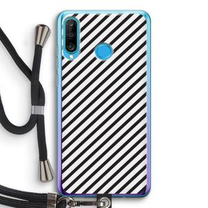 Strepen zwart-wit: Huawei P30 Lite Transparant Hoesje met koord