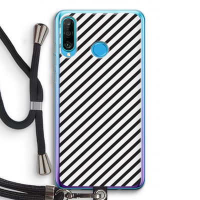 Strepen zwart-wit: Huawei P30 Lite Transparant Hoesje met koord