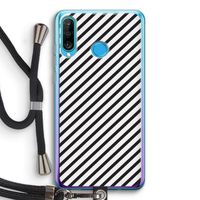 Strepen zwart-wit: Huawei P30 Lite Transparant Hoesje met koord