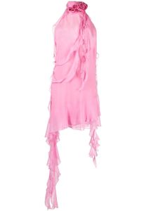 Blumarine robe courte volantée à dos nu - Rose