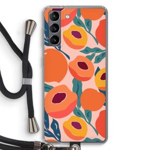 Perzik: Samsung Galaxy S21 Transparant Hoesje met koord