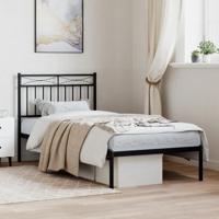 Bedframe met hoofdbord metaal zwart 90x200 cm