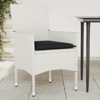 Tuinstoelen 2 st met kussens poly rattan wit