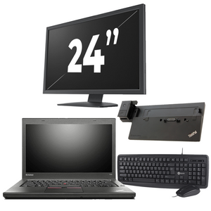 Lenovo ThinkPad T450 - Intel Core i5-5e Generatie - 14 inch - 8GB RAM - 256GB SSD - Windows 11 + 1x 24 inch Monitor