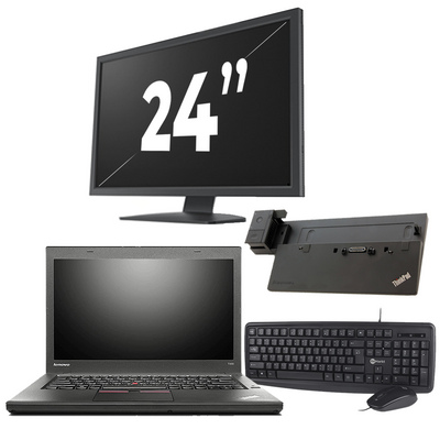 Lenovo ThinkPad T450 - Intel Core i5-5e Generatie - 14 inch - 8GB RAM - 256GB SSD - Windows 11 + 1x 24 inch Monitor