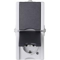 Kopp 947555007 proAQA Compleet Wandcontactdoos met randaarde en klapdeksel spatwaterdicht Grijs 2-voudig 1 stuk(s)