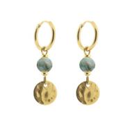 Solid Gold Oorbel Munt Maifan Vintage Blue