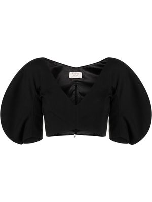 V:PM ATELIER haut crop Swirl à manches bouffantes - Noir