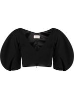 V:PM ATELIER haut crop Swirl à manches bouffantes - Noir