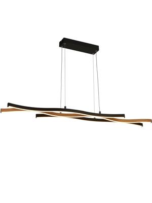 Hanglamp Bloom - Black Metal & Wood Effect