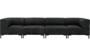 Goossens Excellent Bank Marshall zwart, leer, 2 x 1,5-zits, urban industrieel