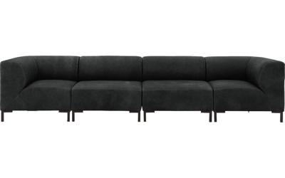 Goossens Excellent Bank Marshall zwart, leer, 2 x 1,5-zits, urban industrieel