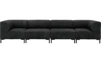 Goossens Excellent Bank Marshall zwart, leer, 2 x 1,5-zits, urban industrieel
