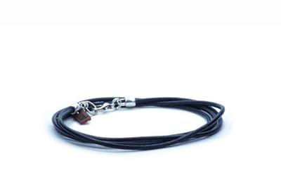 Qoss Leren Ketting Noa Zwart 85 cm