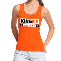 Oranje Kingky outfit tanktop / mouwloos shirt voor dames - thumbnail