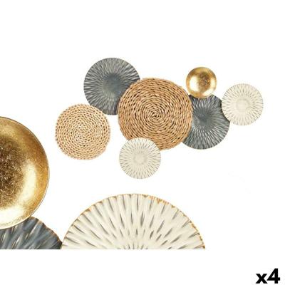 Wanddecoratie Gift Decor Blauw Wit Bruin Metaal 72,4 x 5,1 x 42,5 cm (4 Stuks)