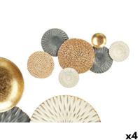 Wanddecoratie Gift Decor Blauw Wit Bruin Metaal 72,4 x 5,1 x 42,5 cm (4 Stuks)