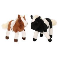 Set van 2x stuks pluche dieren paarden knuffels 25 cm - Knuffel boederijdieren - thumbnail