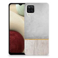 Samsung Galaxy A12 Bumper Hoesje Wood Concrete