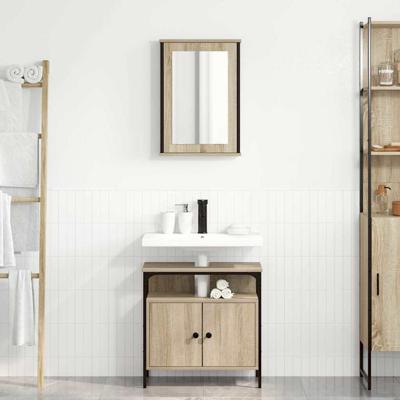Badkamermeubelset 2 pcs Bruin 60 x 30 x 60 cm Bewerkt hout