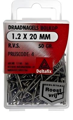 Draadnagel bk 1,2x20mm rvs 50gr - Deltafix