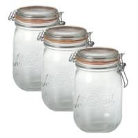 Le Parfait Weckpotten - inmaakpotten - 12x stuks - met klepdeksel - inhoud 1000 ml - 17.5 cm