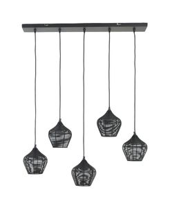 Light & Living Hanglamp 'Alvaro' 5-Lamps, kleur Mat Zwart