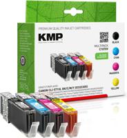 KMP Inktcartridge vervangt Canon CLI-571BK XL, CLI-571C XL, CLI-571M XL, CLI-571Y BL Compatibel Combipack Foto zwart, Cyaan, Magenta, Geel C107XV 1568,0050