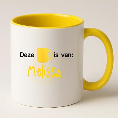 Mok met naam (geel)